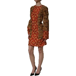 Multicolor Mosaic Long Sleeves Mini Dress