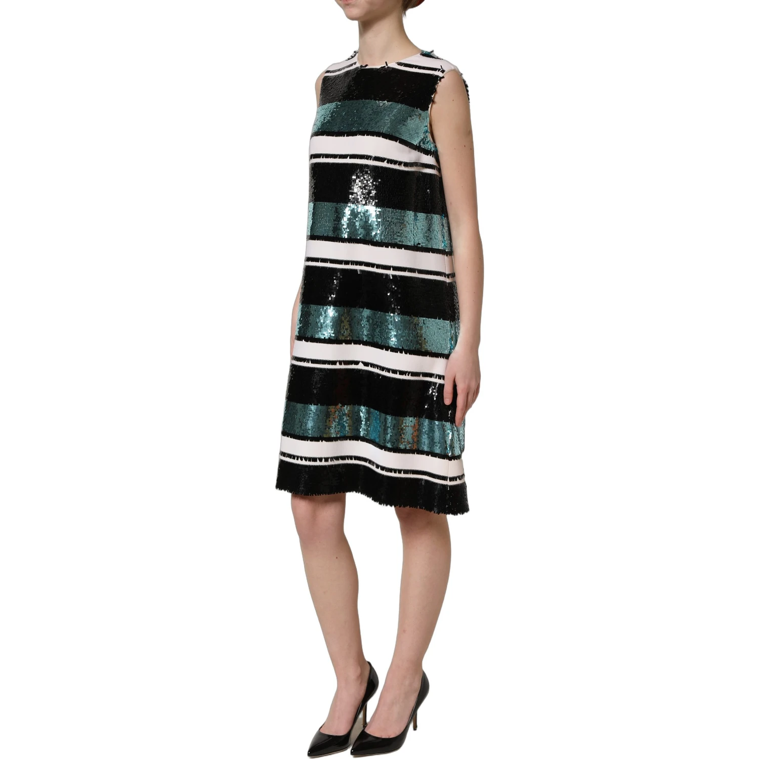 Multicolor Sequined Sleeveless Shift Dress