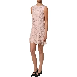 Pink Cotton Floral Lace Sleeveless Mini Dress