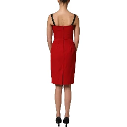 Red Stretch Bodycon Sheath Knee Length Dress