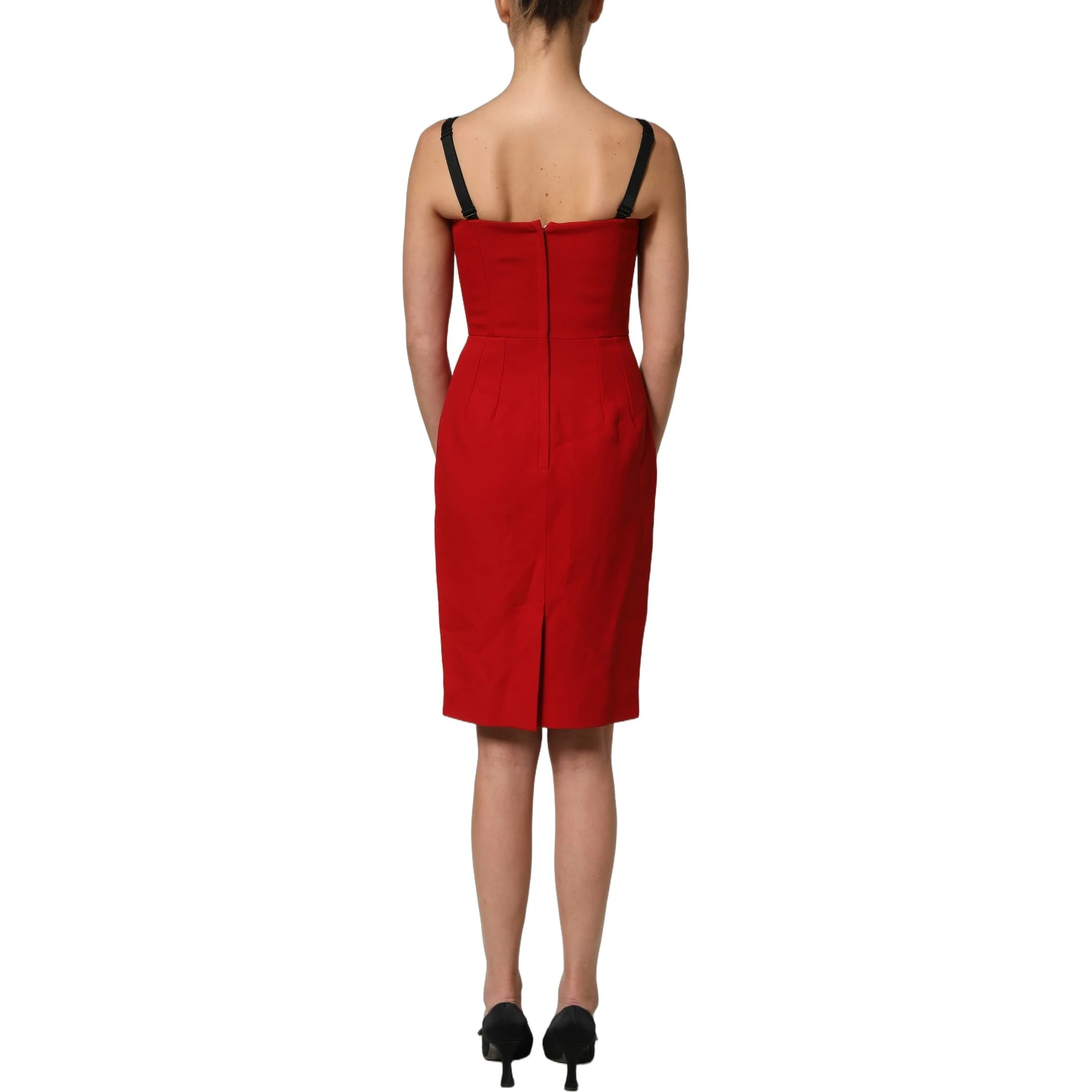 Red Stretch Bodycon Sheath Knee Length Dress