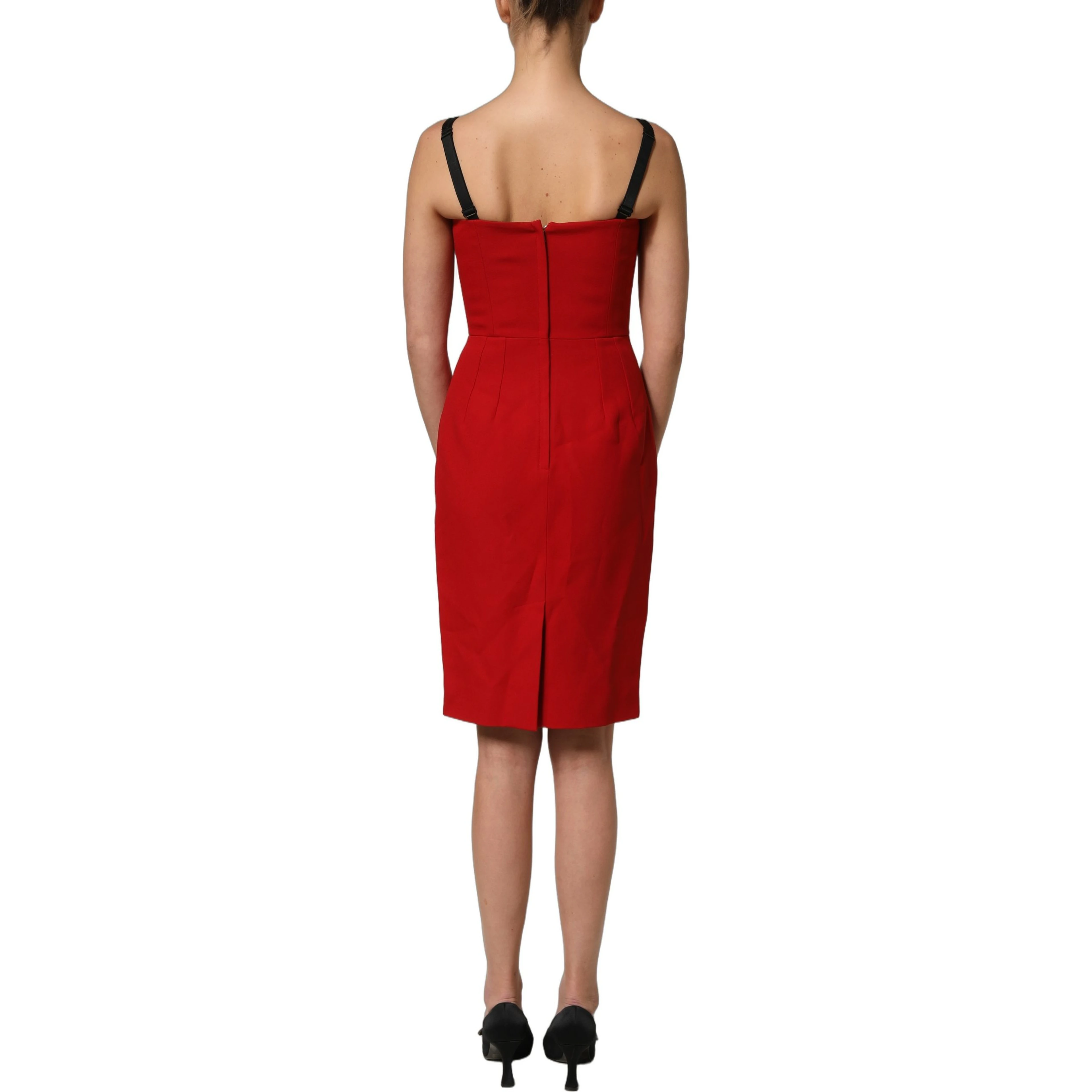 Red Stretch Bodycon Sheath Knee Length Dress