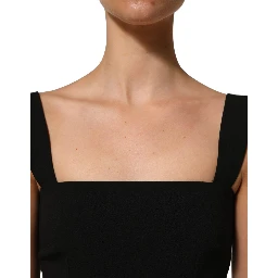 Black Viscose Stretch Sheath Midi Dress