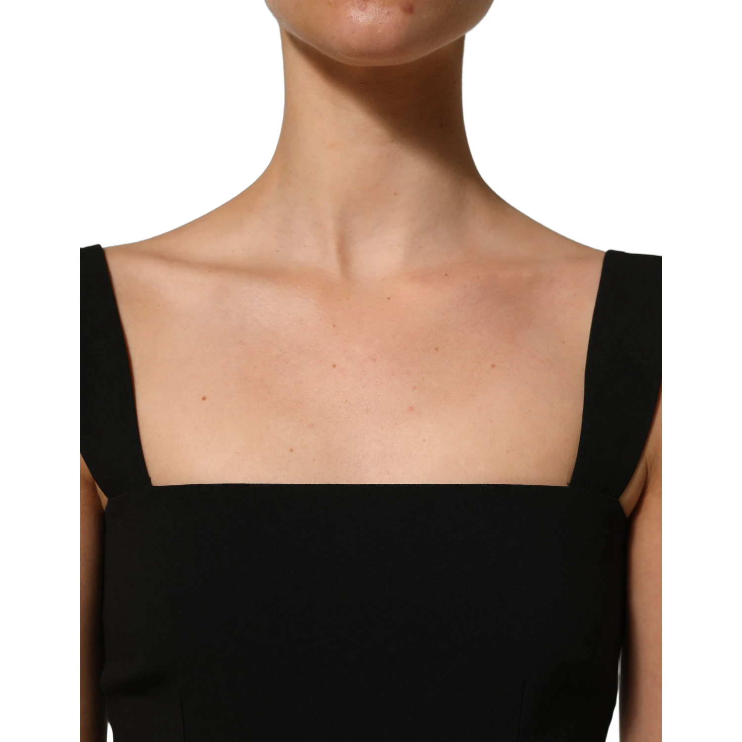 Black Viscose Stretch Sheath Midi Dress