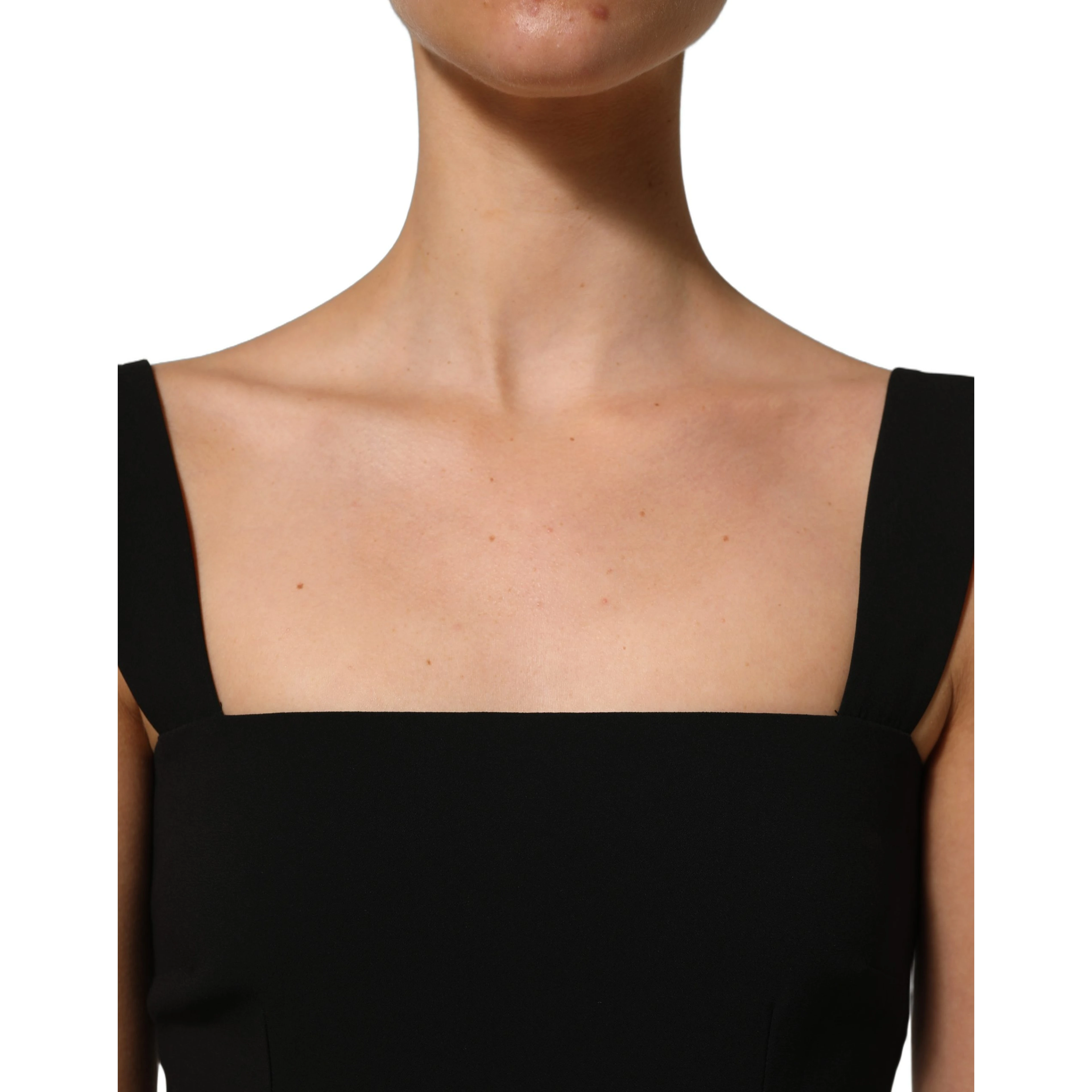 Black Viscose Stretch Sheath Midi Dress
