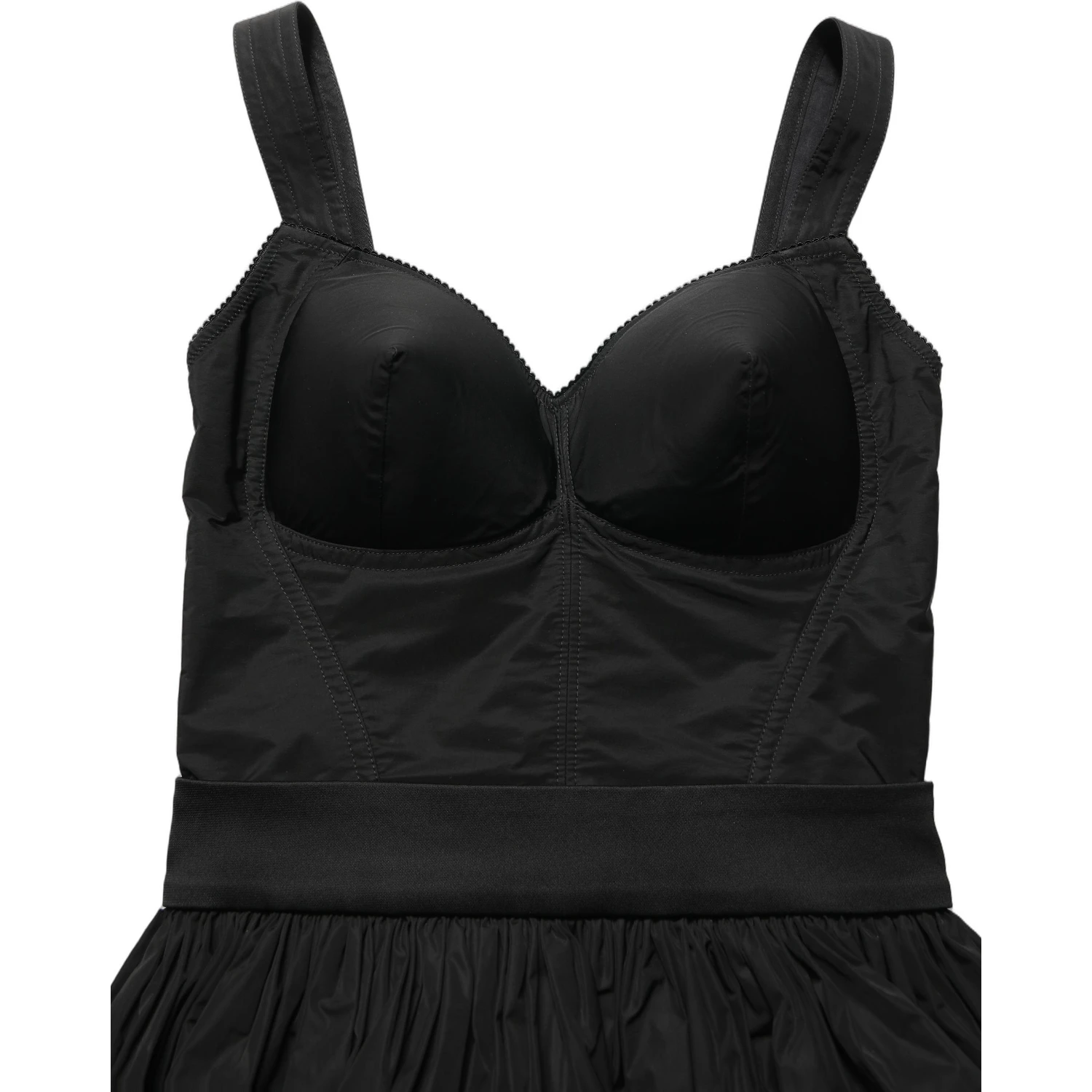 Black Nylon A-Line Sleeveless Mini Dress