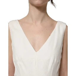 White Leopard Sleeveless Sheath Midi Dress