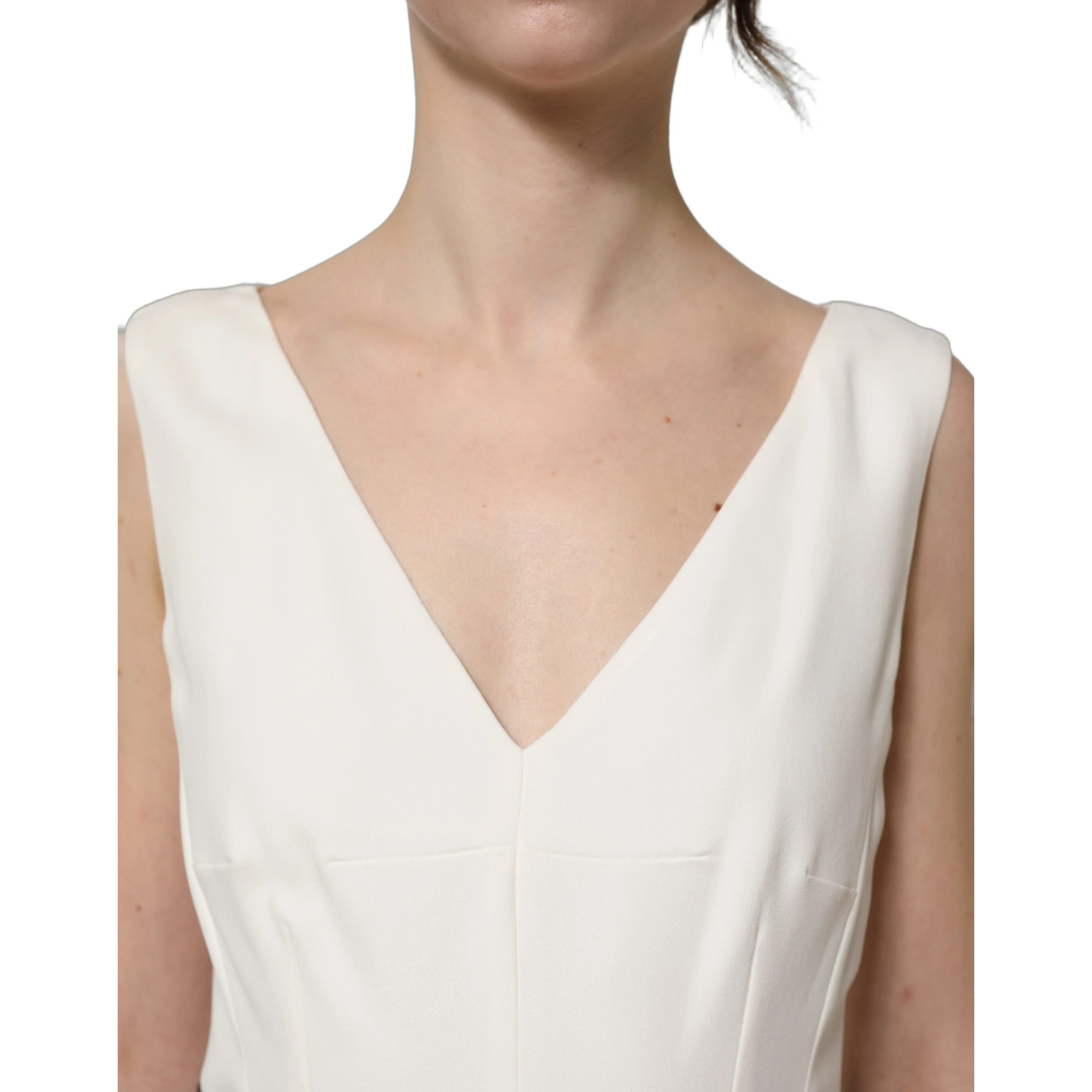 White Leopard Sleeveless Sheath Midi Dress