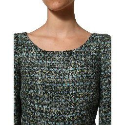 Multicolor Tweed Belted Babydoll Mini Dress