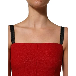Red Stretch Bodycon Sheath Knee Length Dress