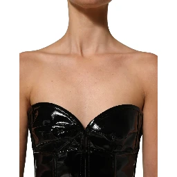 Black Patent Leather Corset Style Mini Dress
