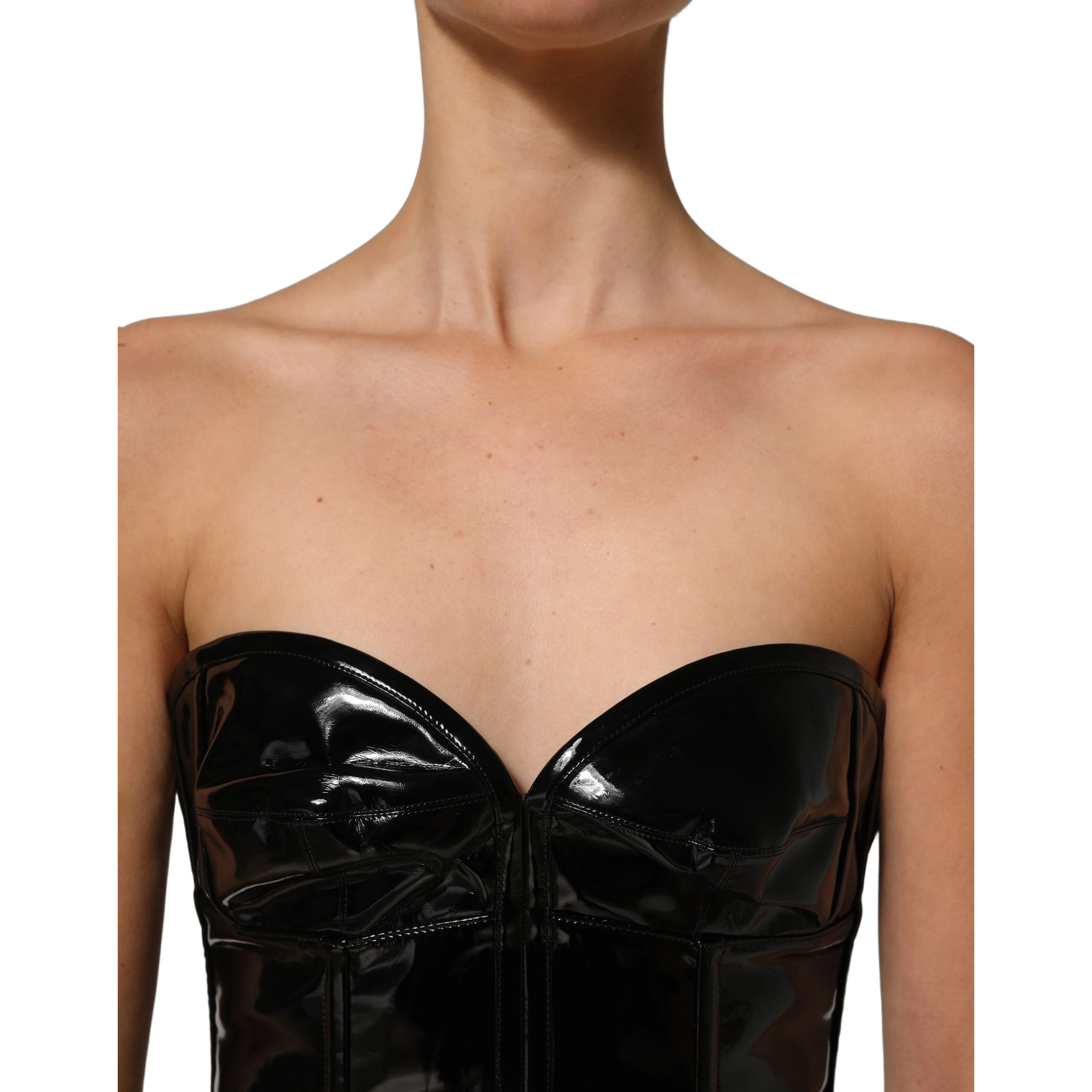 Black Patent Leather Corset Style Mini Dress