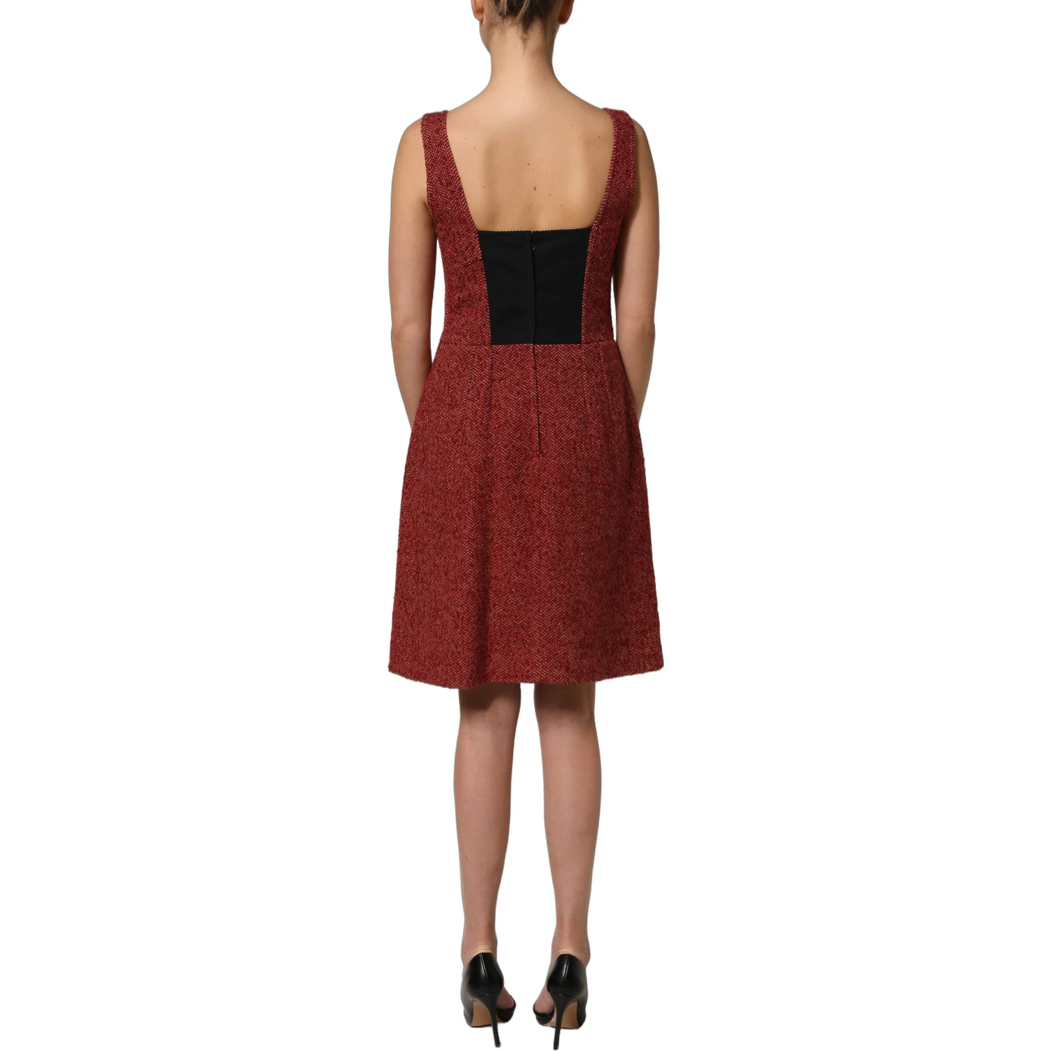 Multicolor Tweed Belted Babydoll Mini Dress