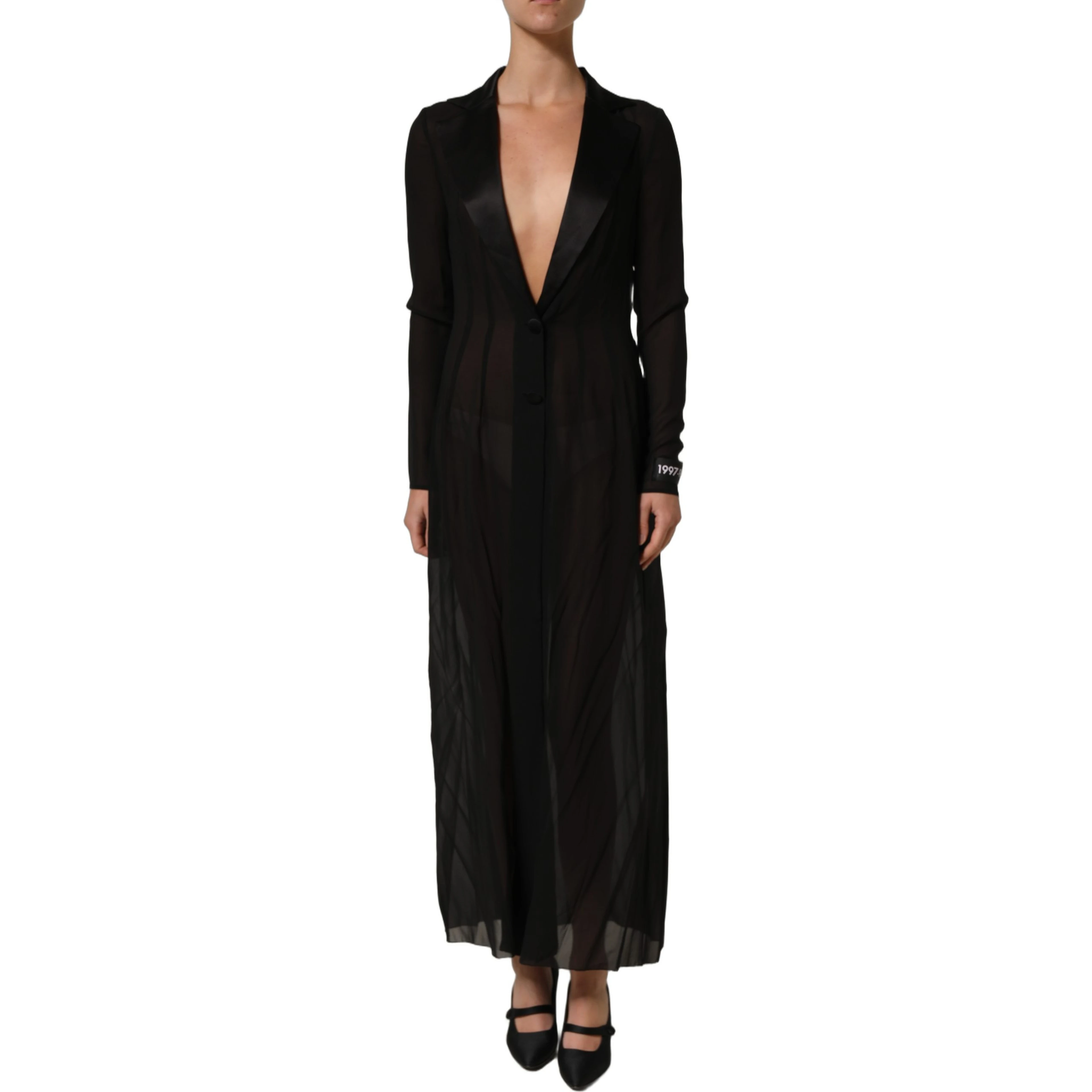 Black Silk Sheer Chiffon Long Maxi Dress