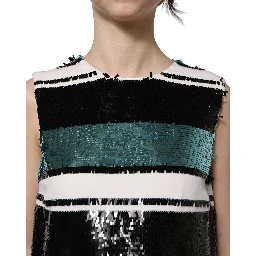 Multicolor Sequined Sleeveless Shift Dress