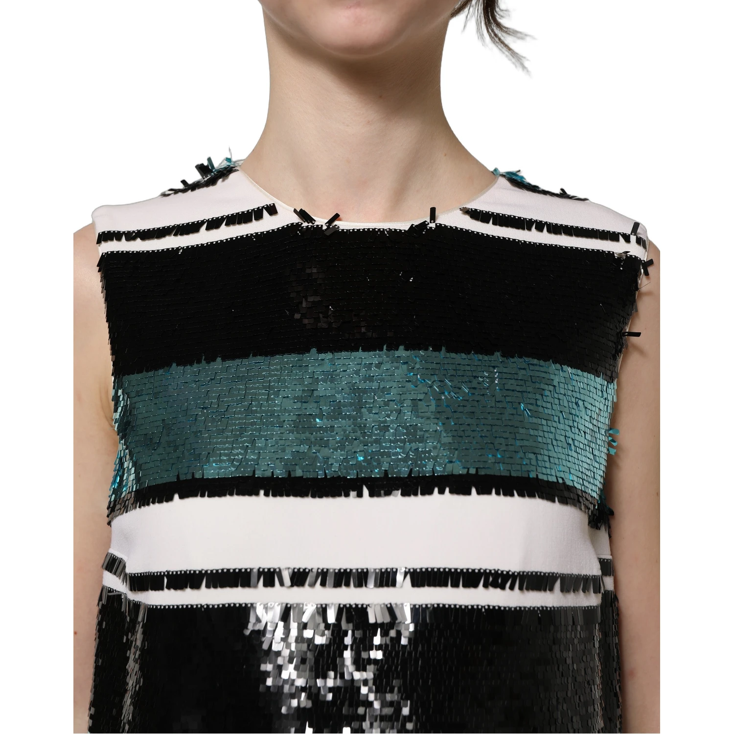 Multicolor Sequined Sleeveless Shift Dress