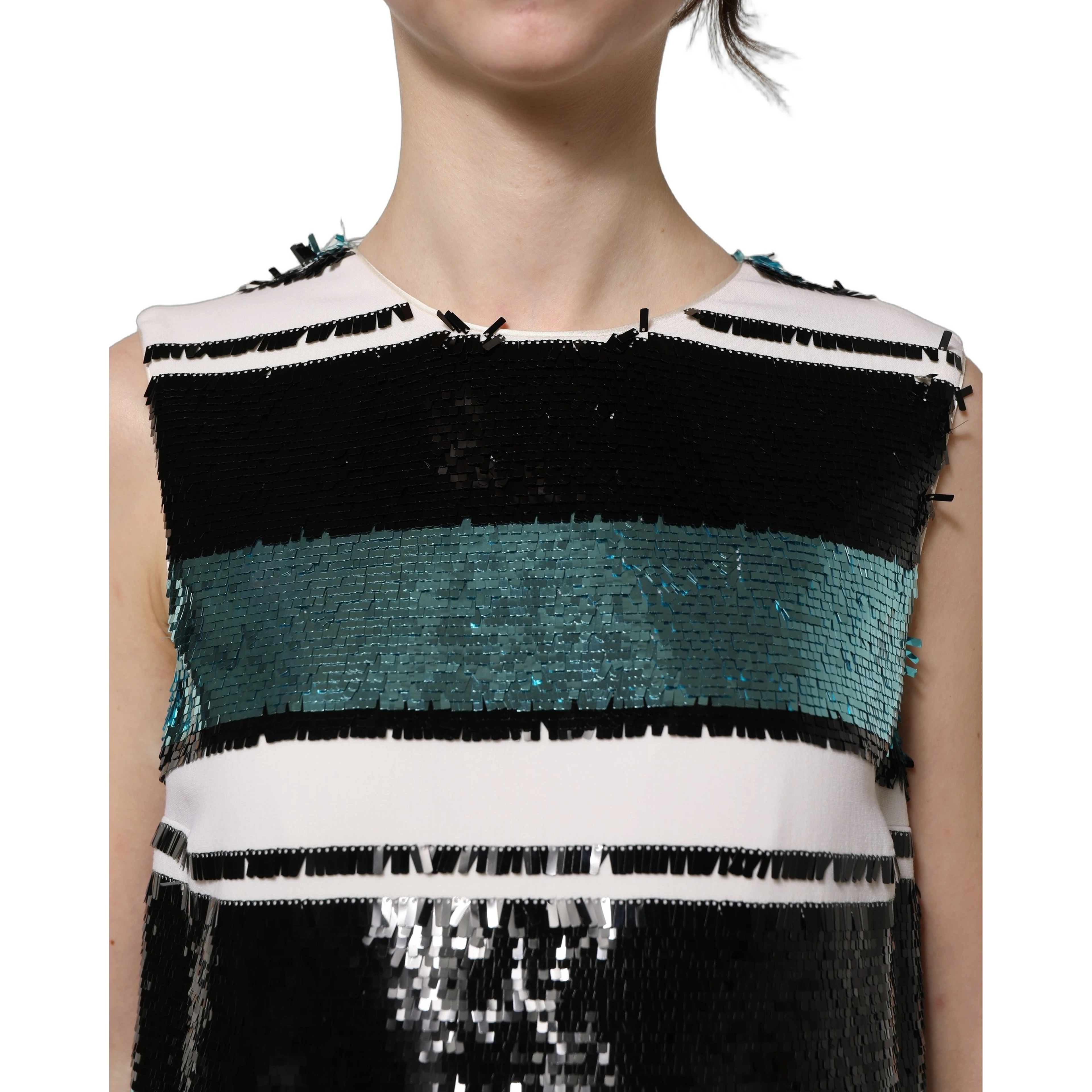 Multicolor Sequined Sleeveless Shift Dress