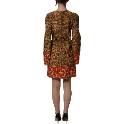 Multicolor Mosaic Long Sleeves Mini Dress