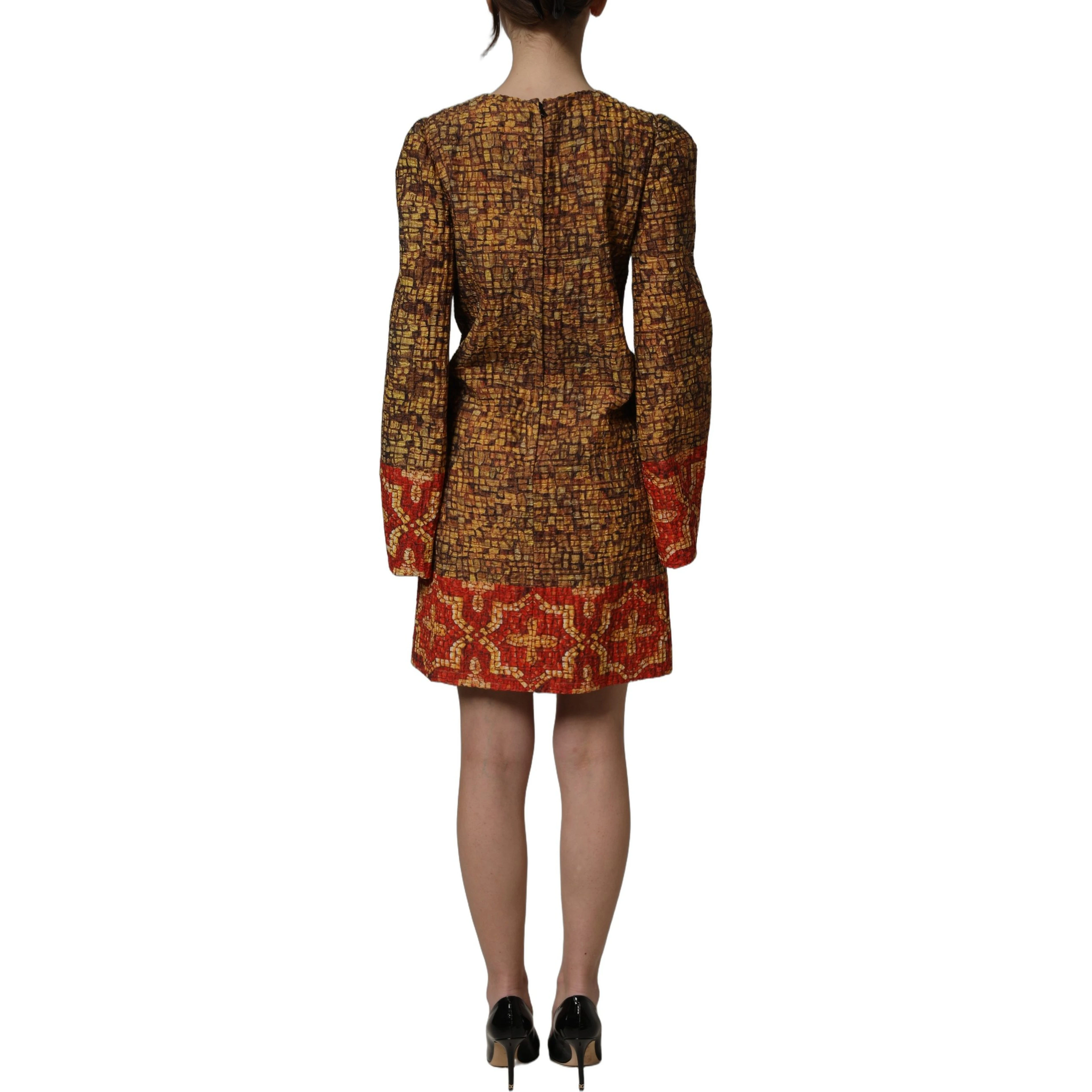 Multicolor Mosaic Long Sleeves Mini Dress