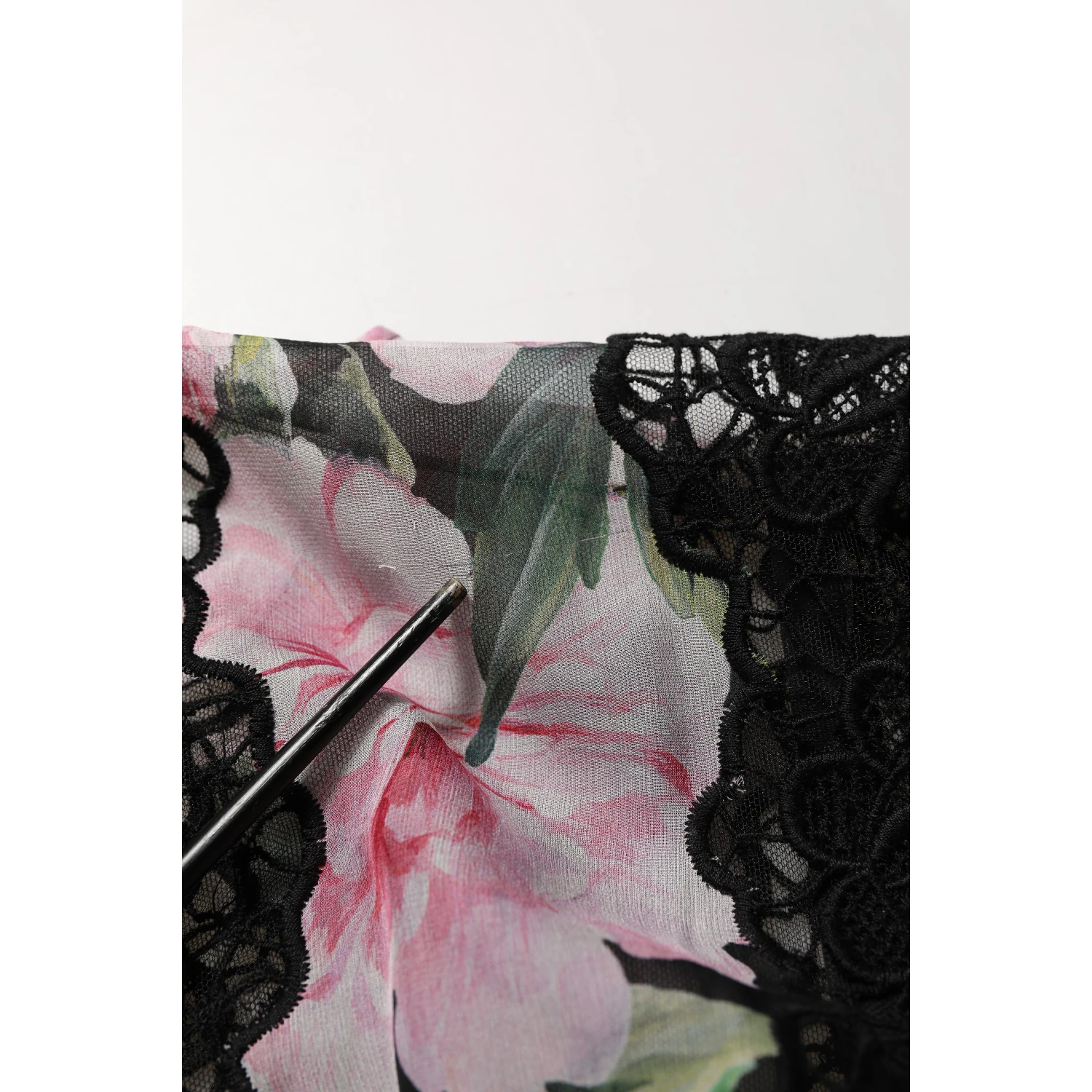 Black Floral Print Cotton Lace Maxi Dress