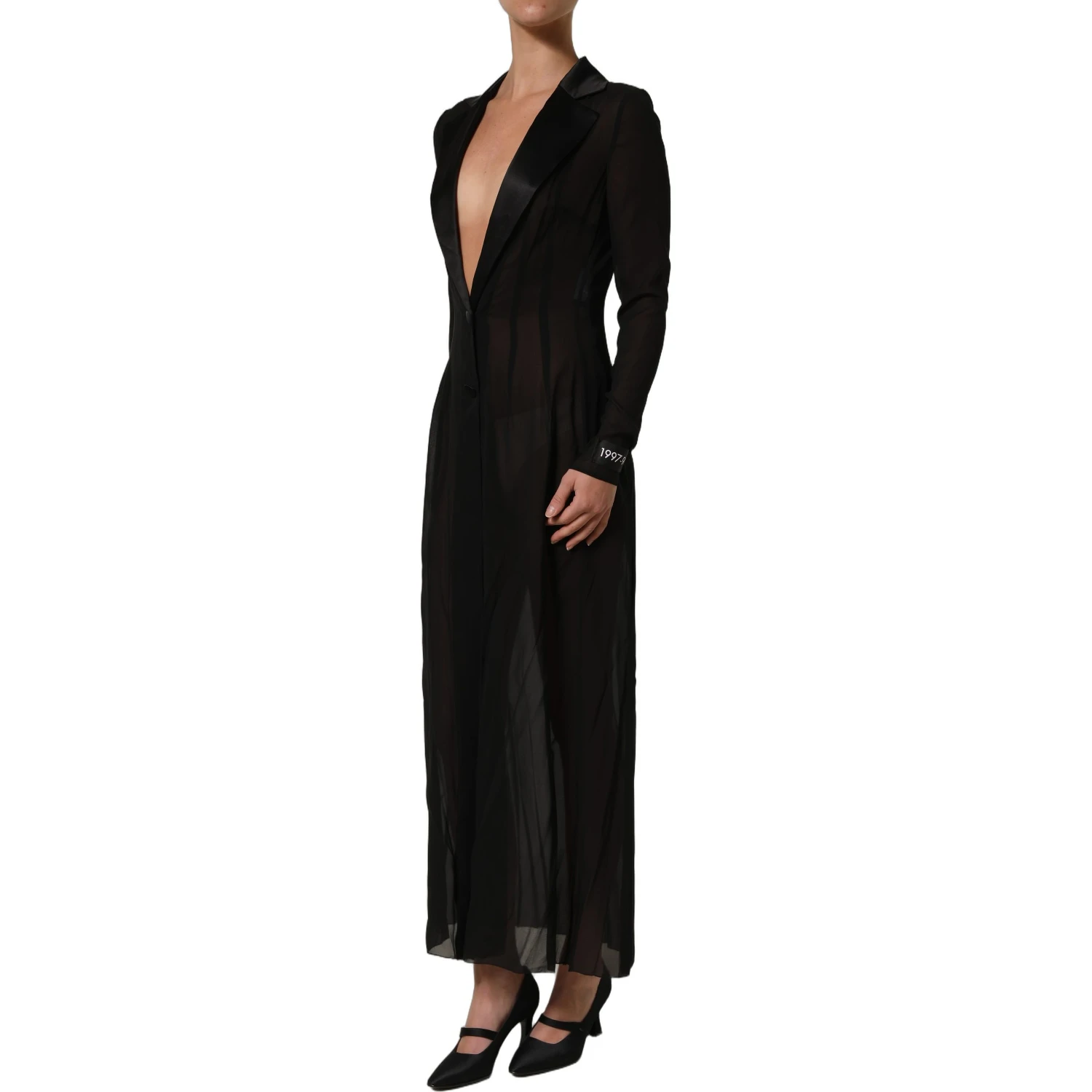 Black Silk Sheer Chiffon Long Maxi Dress