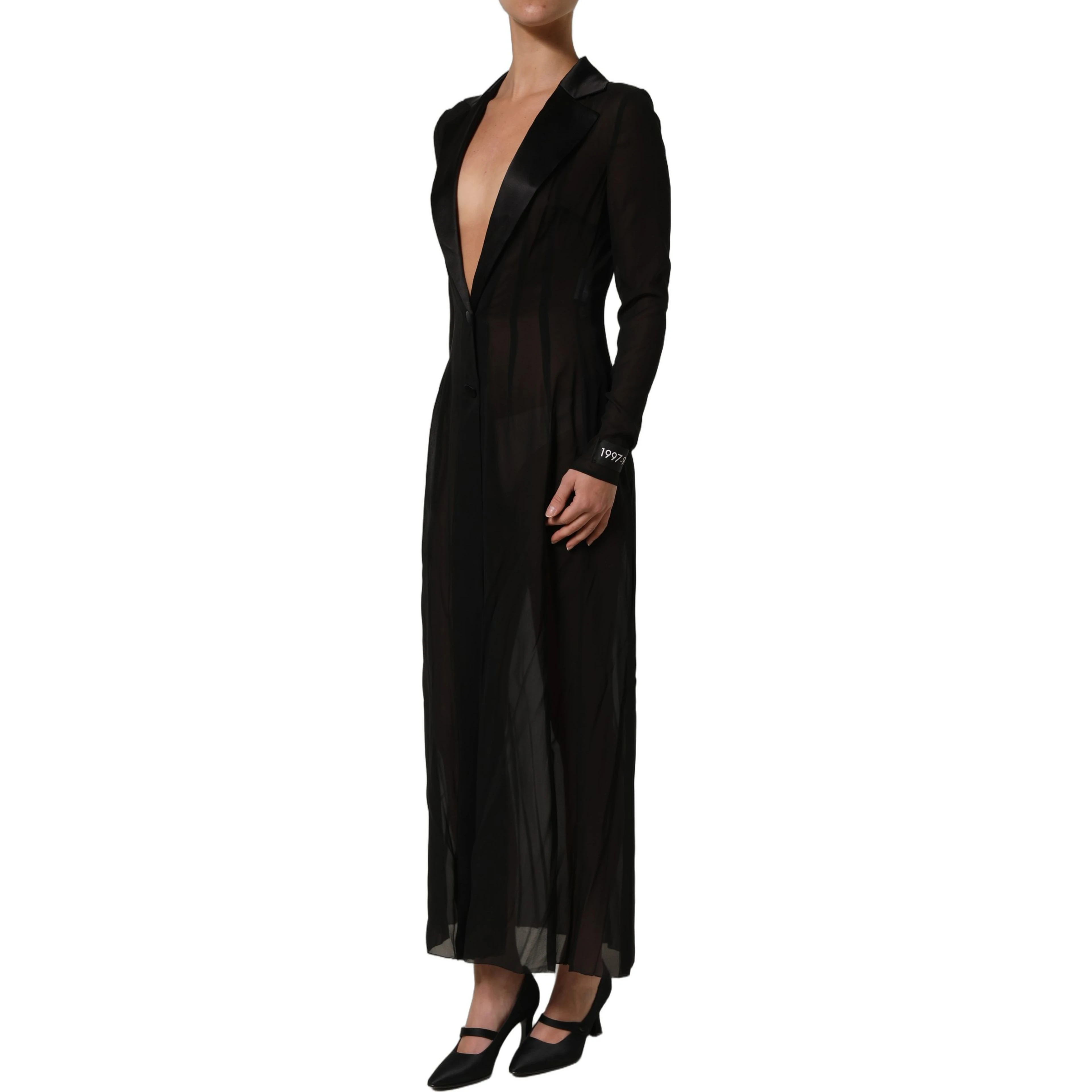 Black Silk Sheer Chiffon Long Maxi Dress