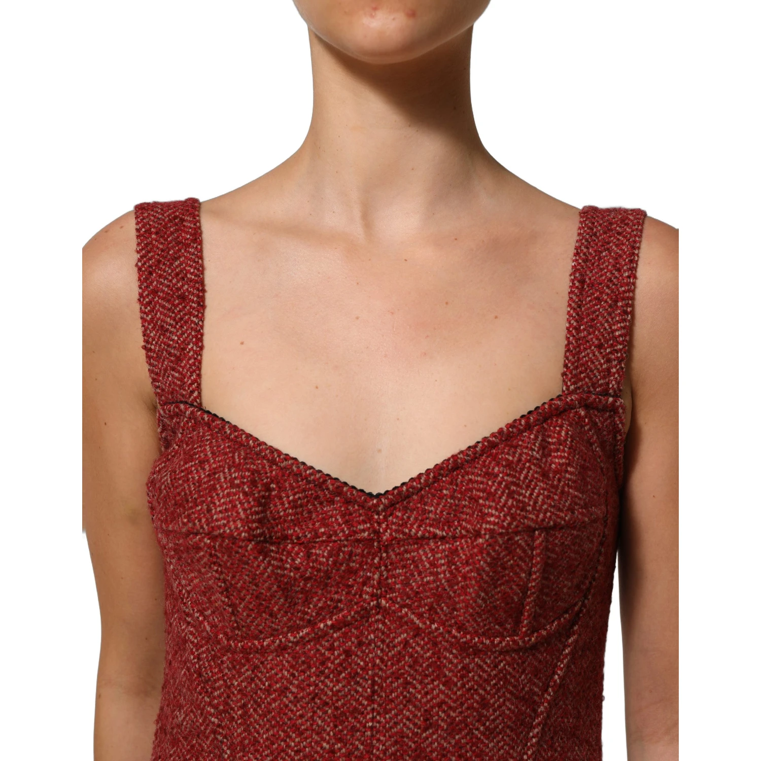 Multicolor Tweed Belted Babydoll Mini Dress
