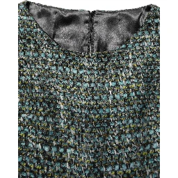Multicolor Tweed Belted Babydoll Mini Dress