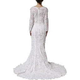 White Floral Lace Mermaid Long Gown Dress