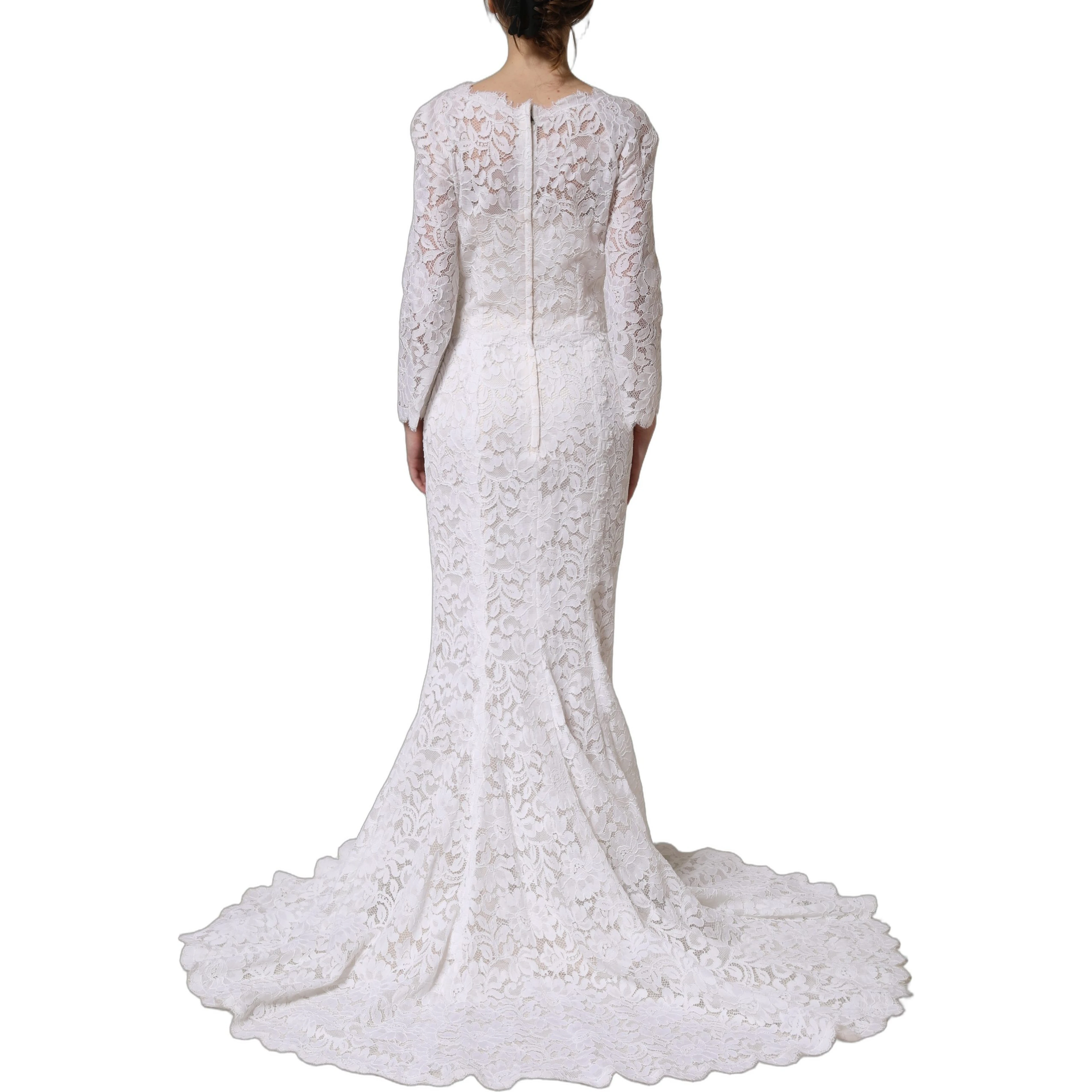 White Floral Lace Mermaid Long Gown Dress