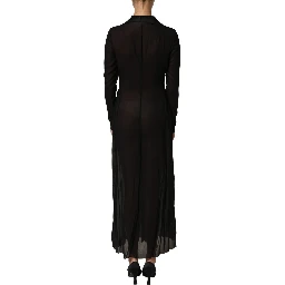 Black Silk Sheer Chiffon Long Maxi Dress