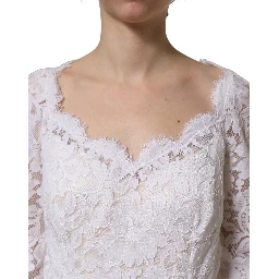 White Floral Lace Mermaid Long Gown Dress