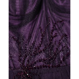 Purple Tiered Tulle Silk Long Gown Dress