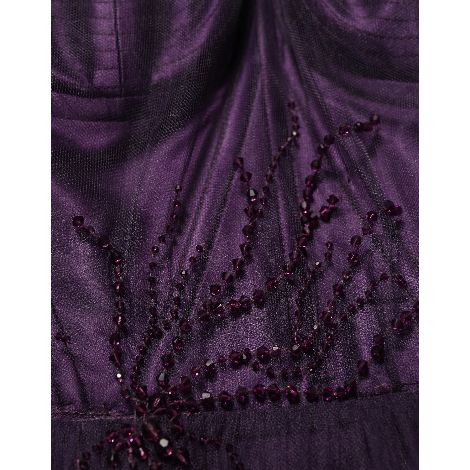 Purple Tiered Tulle Silk Long Gown Dress