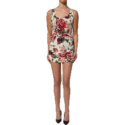 White Floral Sheath Sleeveless Mini Dress