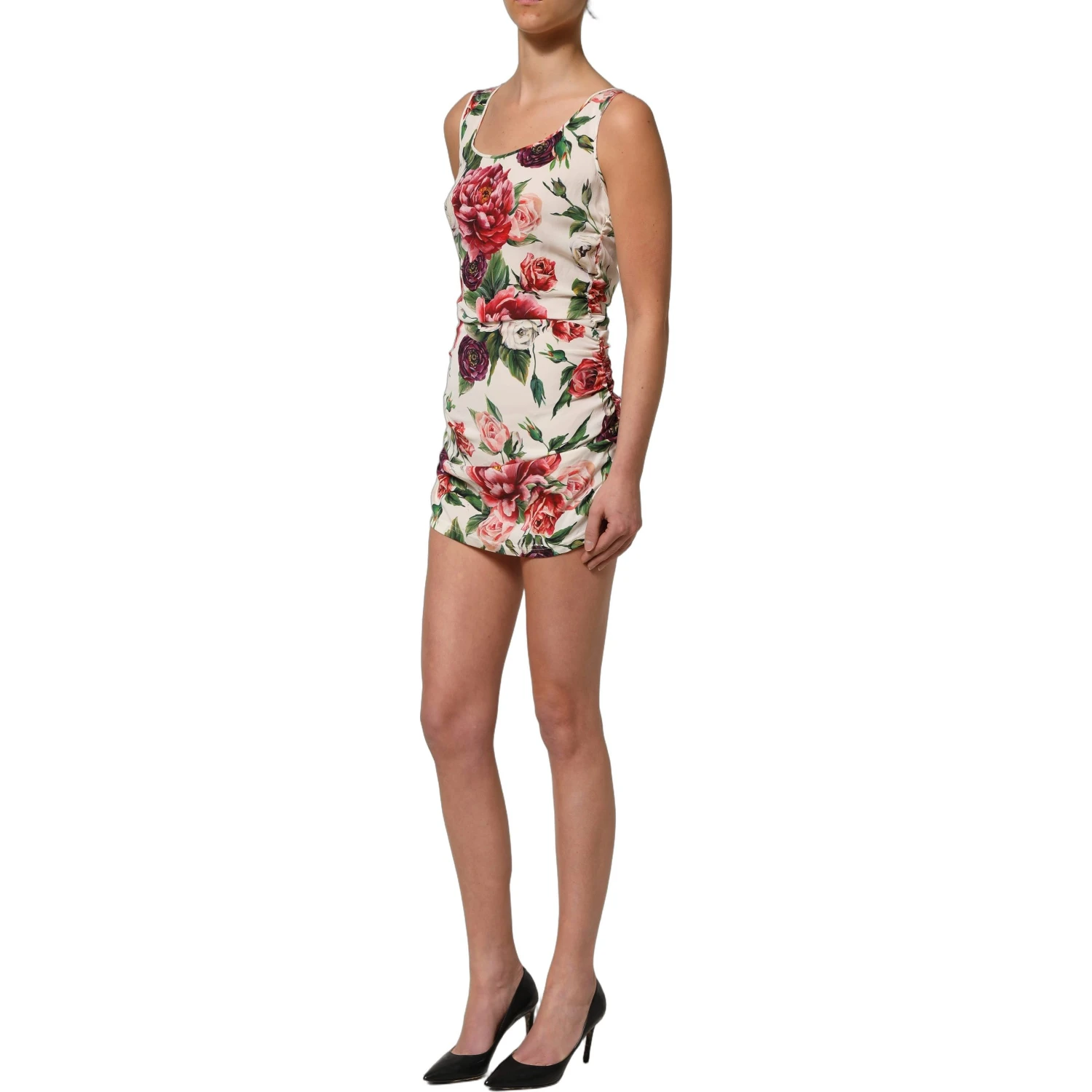 White Floral Sheath Sleeveless Mini Dress
