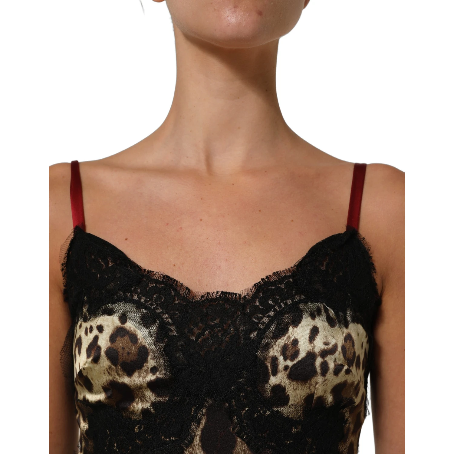 Multicolor Floral Leopard Silk Lace Trim Mini Dress