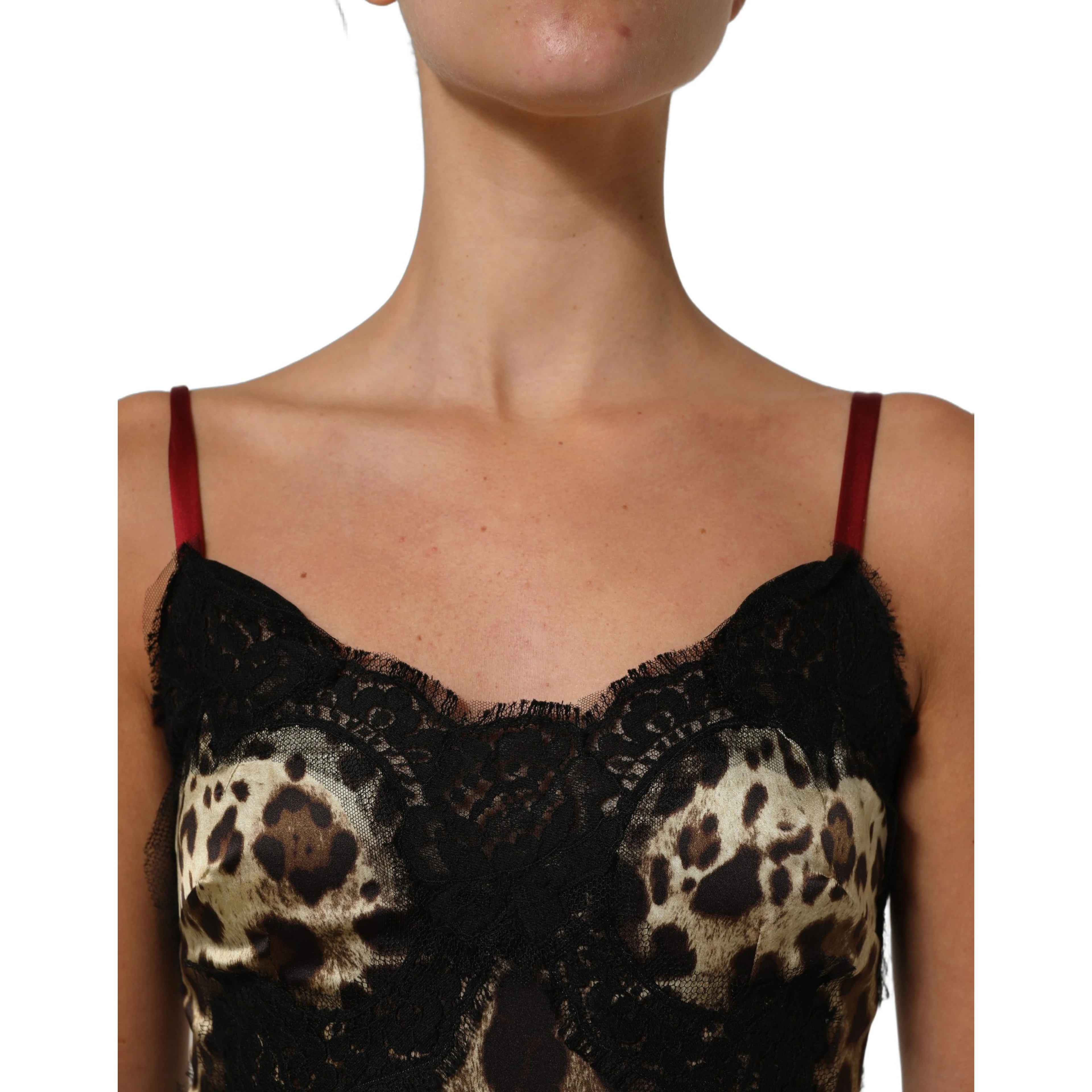 Multicolor Floral Leopard Silk Lace Trim Mini Dress
