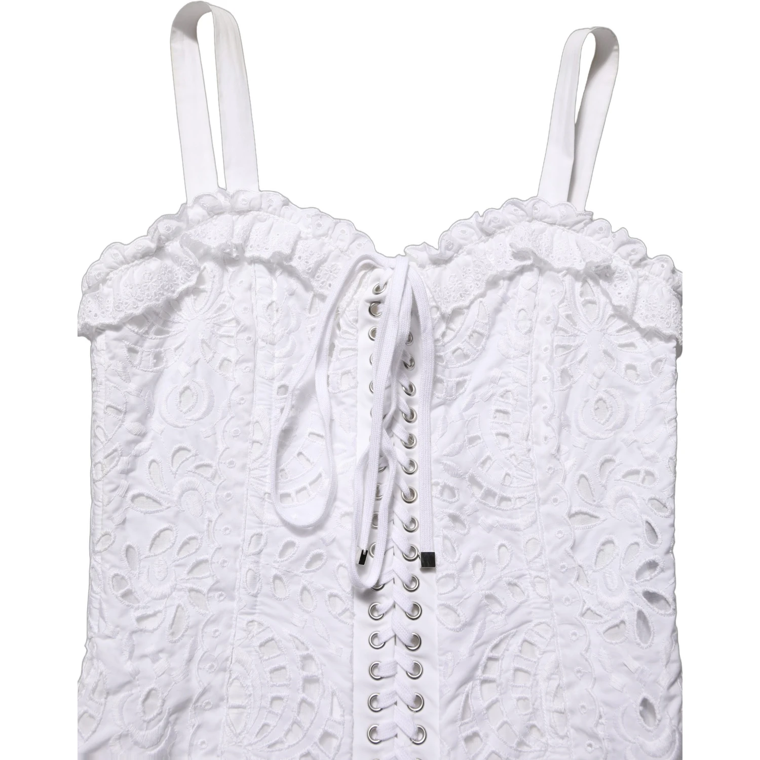 White Broderie Anglaise Cotton Mini Dress