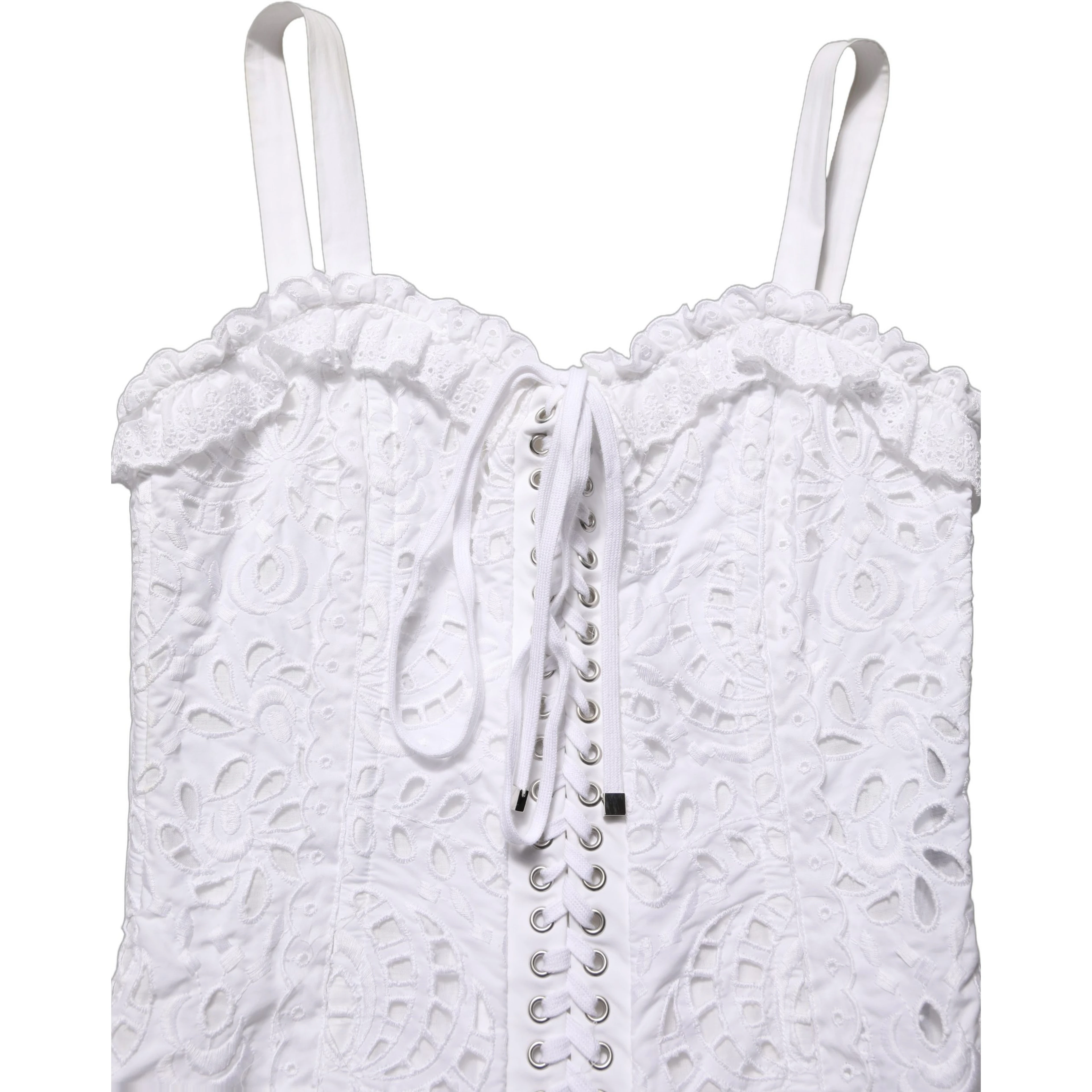 White Broderie Anglaise Cotton Mini Dress