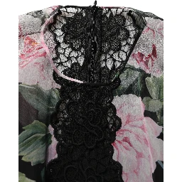 Black Floral Print Cotton Lace Maxi Dress