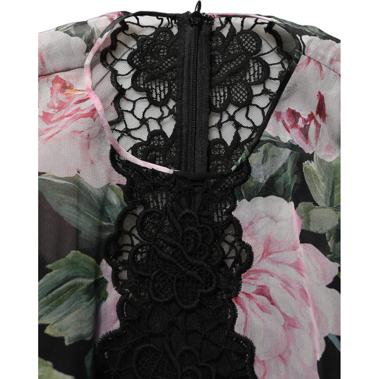 Black Floral Print Cotton Lace Maxi Dress