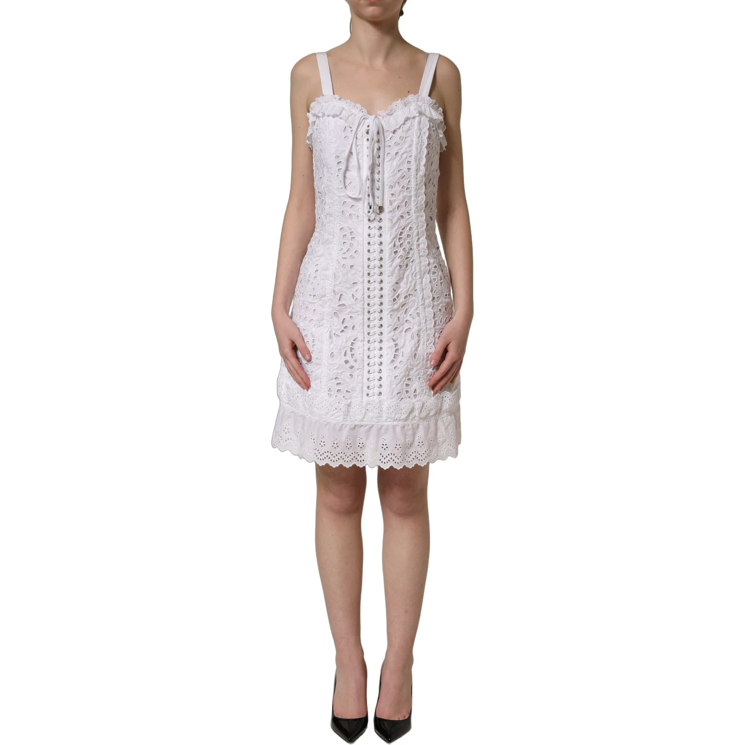 White Broderie Anglaise Cotton Mini Dress
