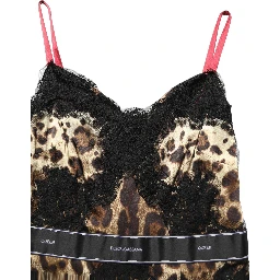 Multicolor Floral Leopard Silk Lace Trim Mini Dress