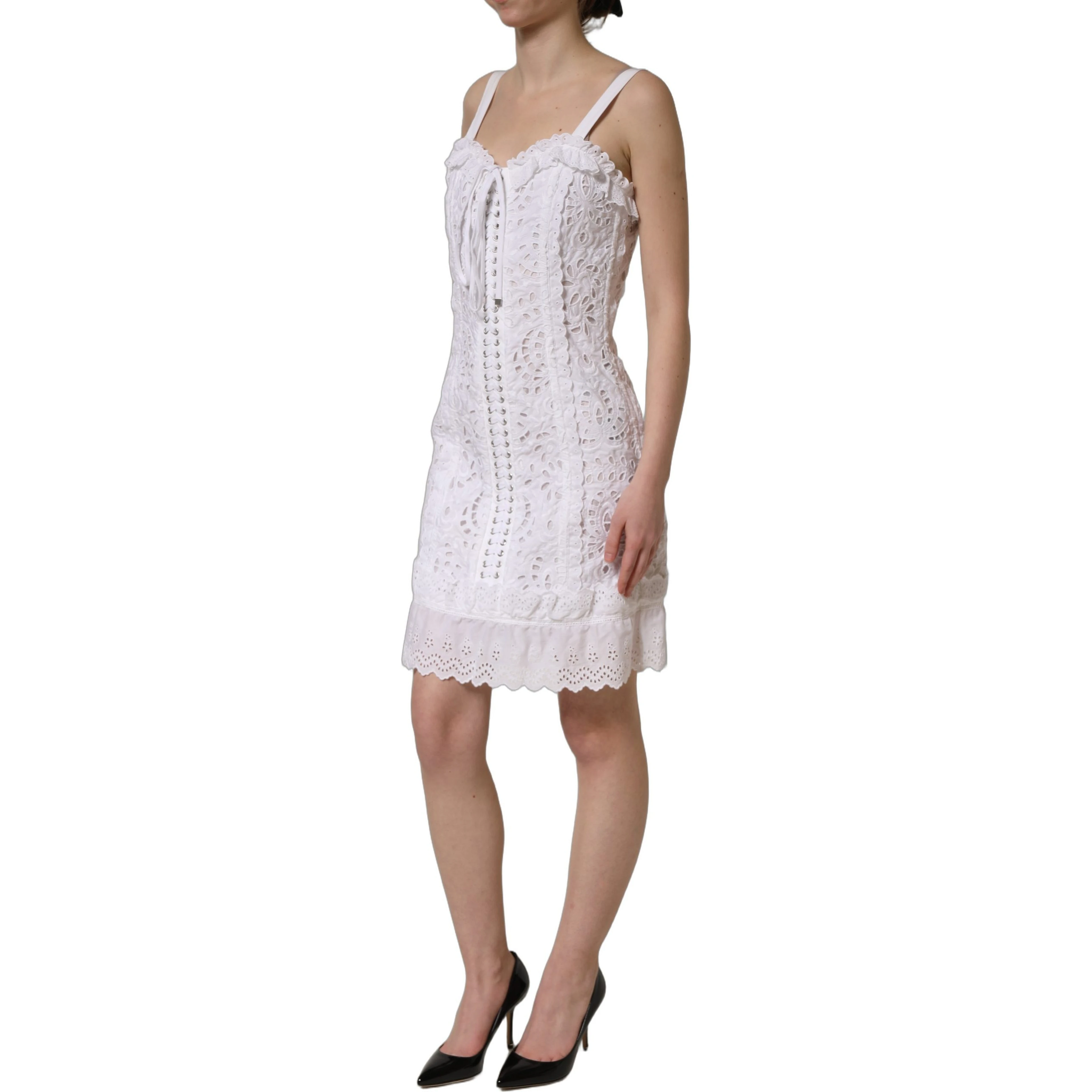 White Broderie Anglaise Cotton Mini Dress