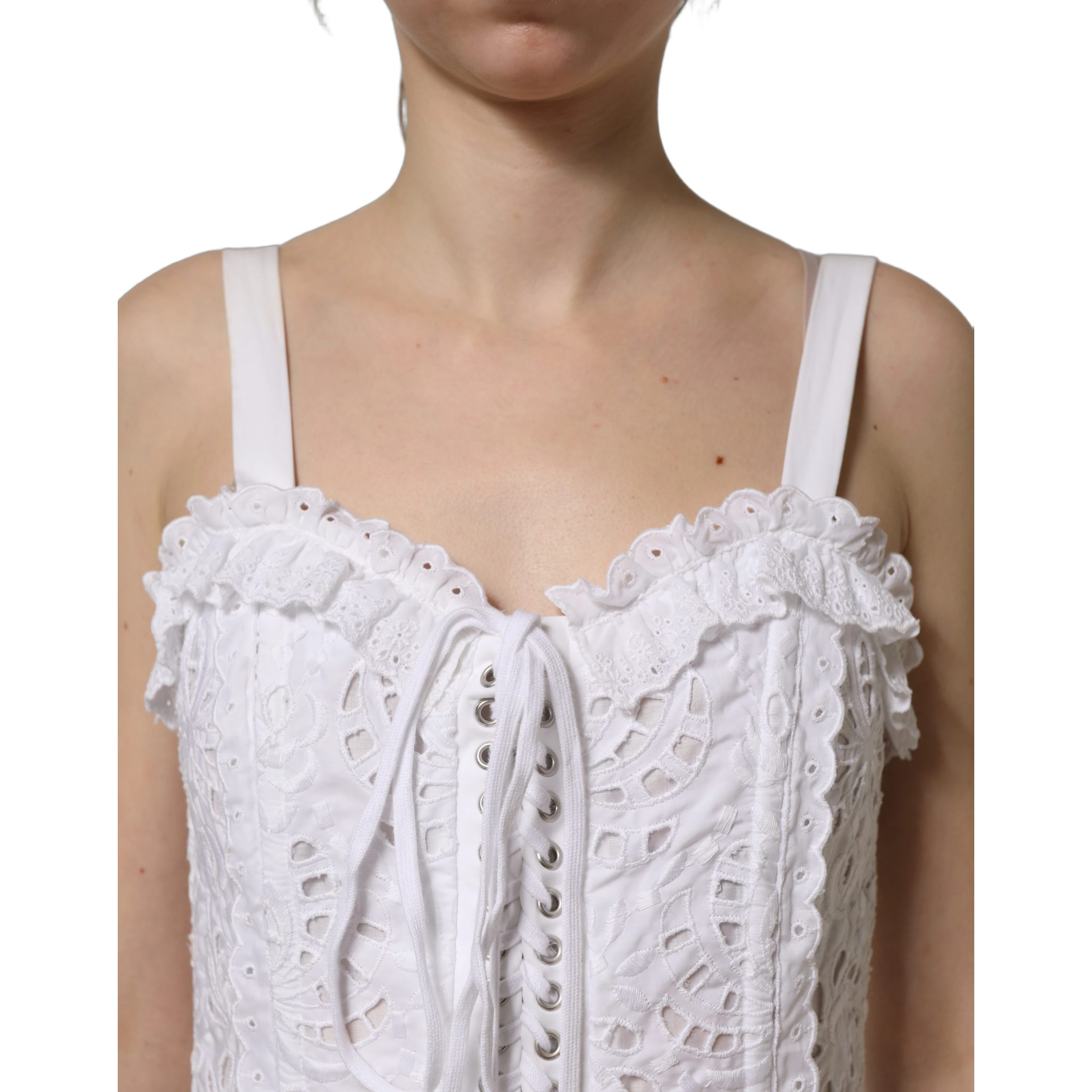 White Broderie Anglaise Cotton Mini Dress