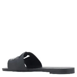 Black Rubber Flat Sandals