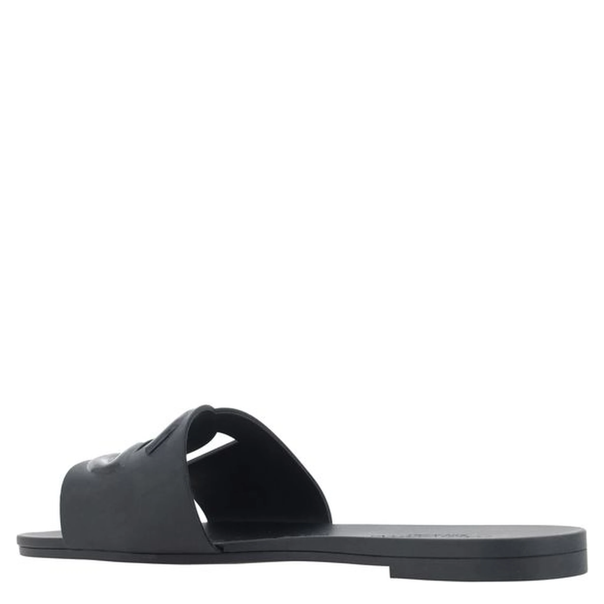 Black Rubber Flat Sandals