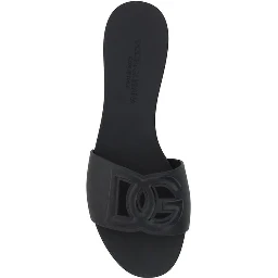 Black Rubber Flat Sandals