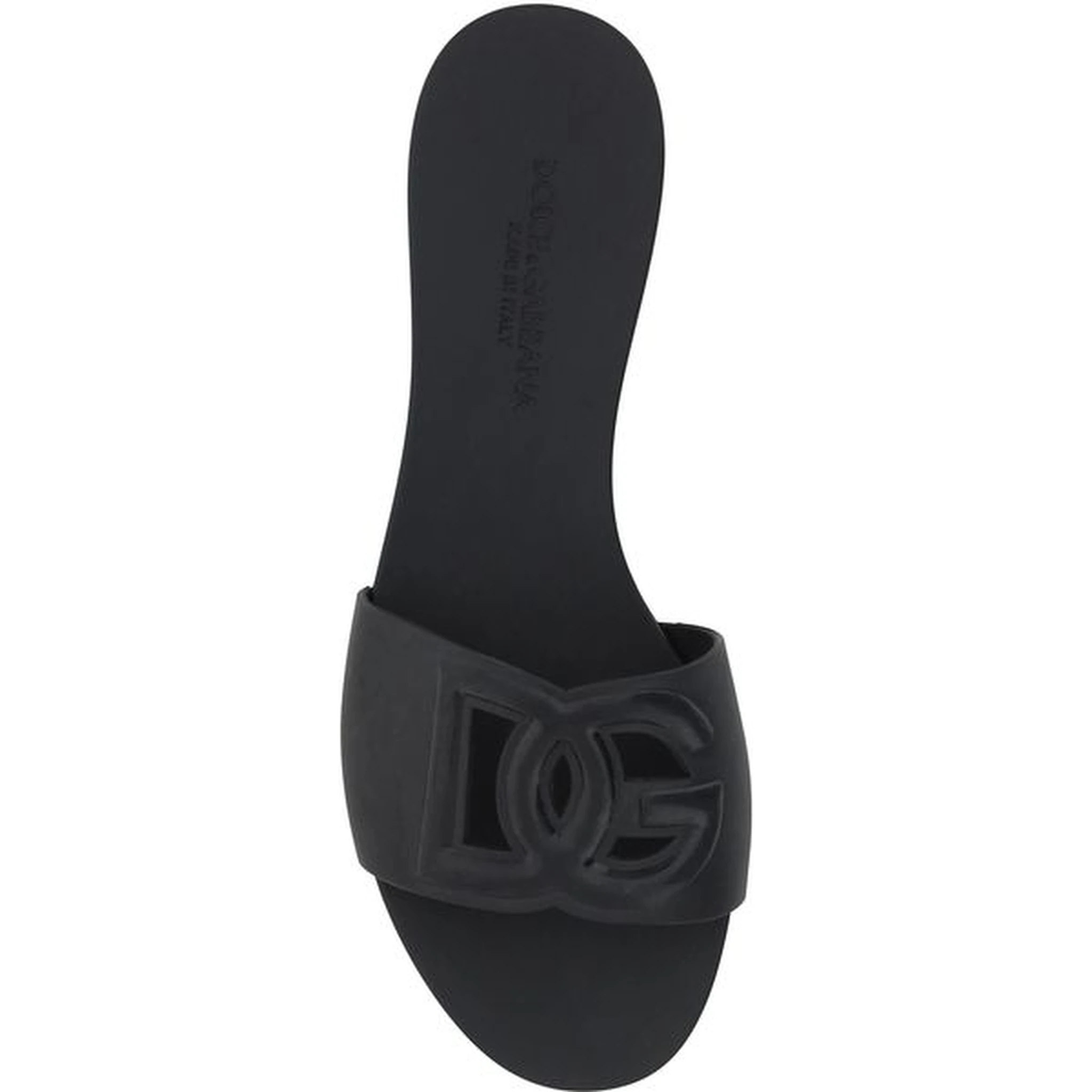 Black Rubber Flat Sandals